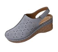 AEGJEGVD Mules et Sabots Femme en PU à Bout Fermé Confortable Sandales Semelle Compensée pour Femmes Orthopédique Compensées Sandale Femme été Chaussures Antidérapantes Orthopédiques Sabot de Plage
