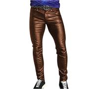 AEGJEGVD Pantalon Cuir Homme Pantalon en Cuir Style Punk pour Hommes Rétro Goth Mode Mince Pantalon Imperméable Doux Noir Grande Taille Pantalon Tactique Homme Pantalon Cuir Slim Fit Soft Pantalons