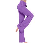 AEGJEGVD Pantalon Femme Taille Elastique Pantalon Patte d'Éléphant Femme, Pantalon Yoga Femme Fluide Évasé, Bootcut Yoga Pants, High Waist, Casual avec One Pocket, Idéal pour Quotidien et Yoga
