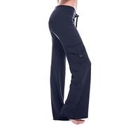 AEGJEGVD Pantalon Femme Taille Elastique Pantalon Patte d'Éléphant Femme, Pantalon Yoga Femme Fluide Évasé, Bootcut Yoga Pants, High Waist, Casual avec One Pocket, Idéal pour Quotidien et Yoga