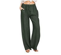 AEGJEGVD Pantalon Fluide Femme Été Lin Offre de Printemps Pantalons Chic et Elegant Décontractés Léger Respirant Ample Pantalon Large Femmes Soldes D'Été Vetement Mode Tendance 2025 Pants Pas Cher