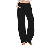 AEGJEGVD Pantalon Fluide Femme Été Lin Offre de Printemps Pantalons Chic et Elegant Décontractés Léger Respirant Ample Pantalon Large Femmes Soldes D'Été Vetement Mode Pants Pas Cher Offres Spéciale