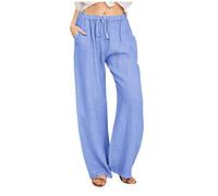 AEGJEGVD Pantalon Fluide Femme Été Lin Offre de Printemps Pantalons Chic et Elegant Décontractés Léger Respirant Ample Pantalon Large Femmes Soldes D'Été Vetement Mode Pants Pas Cher Offres Spéciale