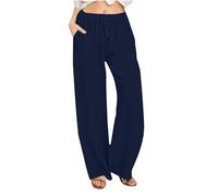 AEGJEGVD Pantalon Fluide Femme Été Lin Offre de Printemps Pantalons Chic et Elegant Décontractés Léger Respirant Ample Pantalon Large Femmes Soldes D'Été Vetement Mode Pants Pas Cher Offres Spéciale