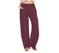 AEGJEGVD Pantalon Fluide Femme Été Lin Offre de Printemps Pantalons Chic et Elegant Décontractés Léger Respirant Ample Pantalon Large Femmes Soldes D'Été Vetement Mode Pants Pas Cher Offres Spéciale