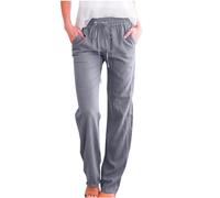 AEGJEGVD Pantalon Lin Femme Été Pantalons Fluide Offres Décontractés Léger Respirant Ample Pantalons Large Femmes Vente Flash du Jour et Soldes Vetement Mode Pantalon Chic et Elegant Pas Cher