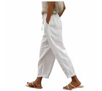 AEGJEGVD Pantalon Lin Femme Grande Taille Pantalons Chic et Elegant Décontractés Léger Respirant Ample Pantalon Large Femmes Soldes D'Été Vetement Mode Tendance 2025 Pants Pas Cher