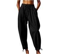 AEGJEGVD Pantalon Sarouel Femme Lin Offre de Printemps Pantalons Chic Respirant Ample Taille Haute 7/8 Jogging Grande Taille Pas Cher Soldes D'Été Pantalon Large Offres Pant de Plage Vacances