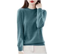 AEGJEGVD Pull Cachemire Femme, Chaud, LéGer, Manches Longue, Chic, Col Rond, Ample, Pull Femmes Chic et Elegant en Laine, Elástique Top, Pull en Tricot, Vetement Femme Solde, Pulls en Maille