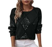 AEGJEGVD Pull Chaud Paillettes Femme Brillant Pulls Femme Chic et Elegant Hiver Haut de Soirée à Paillettes Col Rond Manches Longues Pullover Chemisier Haut Femmes Disco