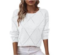 AEGJEGVD Pull Chaud Paillettes Femme Brillant Pulls Femme Chic et Elegant Hiver Haut de Soirée à Paillettes Col Rond Manches Longues Pullover Chemisier Haut Femmes Disco