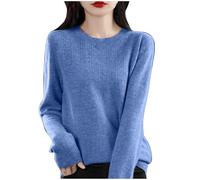 AEGJEGVD Pull Femme Hiver Chaud Chic et élégant Cachemire, Casual, Chaud, LéGer, Manches Longues, Chic, Col Rond, Et Elegant, Elástique Top, Pulls en Tricot, Vetement Femmes Solde Haut Tops Pas Cher