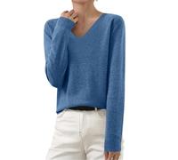 AEGJEGVD Pull Femme Hiver Chaud Chic Et élégant Décontractés Léger Tunique à Manches Longues Sweatshirts Pulls Couleur Unie Pullover Haut Tops Automne Hiver Confort Chaud Col V Casual Mode T Shirts