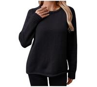 AEGJEGVD Pull Femme Hiver Chic et Elegant Manches Longues Chandail col Rond Hiver Chaud Pull Tricot Ample Sweatshirt Automne Hiver Haut Sweater Léger Coupe Classique Pulls Pullover Pas Cher