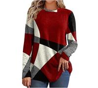 AEGJEGVD Pull Long Femme Hiver Chaud Chic et élégant Imprimé Patchwork Sweatshirt à Manches Longues Décontractés Tunique Sweat Pullover Haut Tops Pull en Cachemire Ample T-Shirts, Tops et Chemisiers