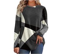 AEGJEGVD Pull Long Femme Hiver Chaud Chic et élégant Imprimé Patchwork Sweatshirt à Manches Longues Décontractés Tunique Sweat Pullover Haut Tops Pull en Cachemire Ample T-Shirts, Tops et Chemisiers