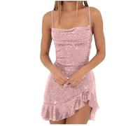 AEGJEGVD Robe a Paillette Femme Chic et Elegant Soiree Robe de Cocktail Vintage Rockabilly sans Manches Rétro Sequin Sexy Chic Mini Club Sexy Robes Paillettes Tenue de Fete Mariage Soirée