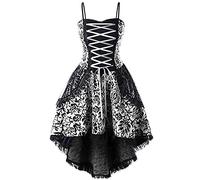 AEGJEGVD Robe Femme Steampunk Corset Bustiers et Robes à Bretelles Manches en dentelle Elegant A-Line Victorienne Steampunk Gothique deguisement Grande Taille Medievale Robe de Bal Punk pour Carnaval