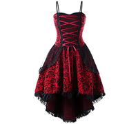 AEGJEGVD Robe Femme Steampunk Corset Bustiers et Robes à Bretelles Manches en dentelle Elegant A-Line Victorienne Steampunk Gothique deguisement Grande Taille Medievale Robe de Bal Punk pour Carnaval