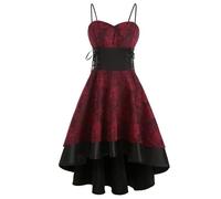 AEGJEGVD Robe Femme Steampunk Corset Bustiers et Robes à Bretelles Manches en dentelle Elegant A-Line Victorienne Steampunk Gothique deguisement Grande Taille Medievale Robe de Bal Punk pour Carnaval