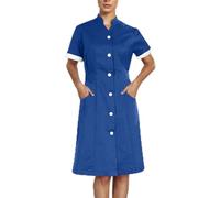 AEGJEGVD Robe Médicale Femmes Soldes Robe Blouse Medicale Femme Col en V Banche Manche Courte Uniforme de Travail Blouses Infirmiere Femme Professionnelle D'Infirmière Uniforme de Travail Pas Cher