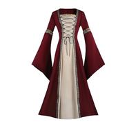AEGJEGVD Robe rétro Médiévale Femme Gothique Deguisement Medieval Costume Femme Moyen Age Renaissance Dress Rétro à Manches Flares pour Halloween Carnaval Robe Medievale Femmes Grande Taille Pas Cher