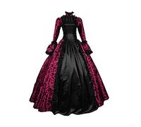 AEGJEGVD Robe Rétro Médiévale Femme Grande Taille Manches Trompette Robe Reine Femmes Victorienne Médiévale Renaissance Gothique Maxi Robe Vintage Adulte Deguisement Carnaval Victorien Cosplay Fête