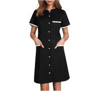 AEGJEGVD Robe Tunique Médicale Femme 2025 Blouse Medicale Femmes Banche Manche Courte Uniforme de Travail Robes Blouses Infirmiere Femme Professionnelle Uniforme D'Infirmière de Travail Pas Cher
