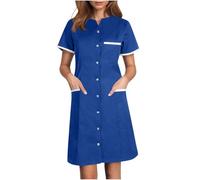 AEGJEGVD Robe Tunique Médicale Femme 2025 Blouse Medicale Femmes Banche Manche Courte Uniforme de Travail Robes Blouses Infirmiere Femme Professionnelle Uniforme D'Infirmière de Travail Pas Cher