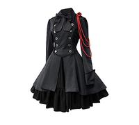 AEGJEGVD Robe Victorienne Femme à Manches Longues Collier Carré Robes Vintage Médiévales avec Corset Patchwork Robe de Bal Steampunk Gothique Medieval deguisement Adulte Grande Taille Pas Cher