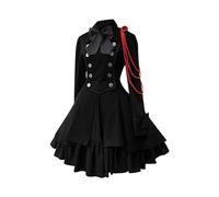 AEGJEGVD Robe Victorienne Femme à Manches Longues Collier Carré Robes Vintage Médiévales avec Corset Patchwork Robe de Bal Steampunk Gothique Medieval deguisement Adulte Grande Taille Pas Cher