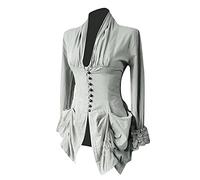 AEGJEGVD Robe Victorienne Grande Taille pour Femmes à Manches Longues Collier Carré Robes Vintage Médiévales avec Corset Patchwork Robe de Bal Steampunk Gothique Medieval deguisement Adulte Pas Cher
