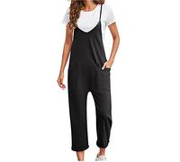AEGJEGVD Salopette Femme Ete Fluide - Combinaison à Jambes Larges, Poches et Bretelles - Coupe Ample - Salopettes et Combinaisons - sans Manches - Tenue D’Été - Combinaison Chic et Elegant