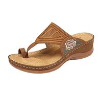 AEGJEGVD Sandales Femme Été Confortable Orthopédique Hallux Valgus Tongs Mode Femme Talon Compensé Chaussures Plateforme Bout Ouvert Casual pour Hallux Valgus Gros Orteil Pieds Larges Tongue 2024