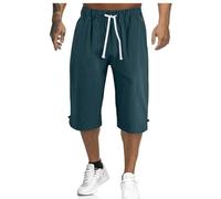 AEGJEGVD Short en Lin pour Homme, Longueur 3/4, Pantalons d'été, pour Plage, Yoga, Jogging, Décontracté Baggy Pantacourt Casual Combat Pantalon Court de Plage Travail Vacances Pas Cher