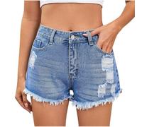 AEGJEGVD Short Jean Femme Sexy Taille Basse Bermuda en Jean Été Pantacourt Droit Denim Shorts en Jeans Large Baggy Boyfriend Sexy Hot Pants avec Poches Décontracté Pantacourt Pas Cher Vente Flash