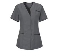 AEGJEGVD Soldes 2025 Tunique Médicale Femme Col en V Manche Courte Blouse Infirmiere Femmes Professionnelle Uniforme D'infirmière Uniforme De Travail Esthéticienne Secretaire Medicale Pas Cher