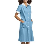 AEGJEGVD Soldes Robe Medicale Femme Grande Taille Manche Courte Uniforme De Travail Robes Blouse Infirmiere Femmes Professionnelle Uniforme D'infirmière Esthéticienne Cadeau Pas Cher