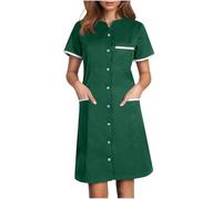 AEGJEGVD Soldes Robe Medicale Femme Grande Taille Manche Courte Uniforme De Travail Robes Blouse Infirmiere Femmes Professionnelle Uniforme D'infirmière Esthéticienne Cadeau Pas Cher