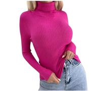 AEGJEGVD sous Pull col Roulé Femme Chic Chaud Pas Cher Couleur Unie Ample Mode Pullover Col Rond Hauts Manche Longue Pull Femme Hiver Léger Coupe Classique Pull Tricoté Chaud Tunique Chic et Elegant