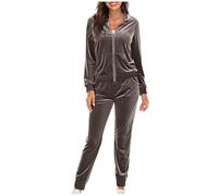 AEGJEGVD Survetement Femme Velours Jogging Femme Ensemble Manches Longues Hiver Tenue de Pyjama Sweatshirt Zippé et Pantalon Jogging Ensemble Survêtement de Loisirs Survêtement pour Femme 2024