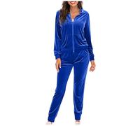 AEGJEGVD Survetement Femme Velours Jogging Femme Ensemble Manches Longues Hiver Tenue de Pyjama Sweatshirt Zippé et Pantalon Jogging Ensemble Survêtement de Loisirs Survêtement pour Femme 2024