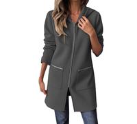 AEGJEGVD Sweat à Capuche Femme Long Zippé Oversize Grande Taille Couleur Unie Veste Sweatshirt à Manches Longues Hoodie Décontractés Manteau Rétro Chaude Chic Et Elegant Street Cotton Hoodies Sport