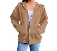 AEGJEGVD Sweat à Capuche Femme Zippé Manches Longues Décontracté Pulls, Gilets et Sweats Chaud Chic Élégant Streetwear Oversize Grande Taille avec Poches Sport Fille Veste Hoodie Sweatshirt Pas Cher