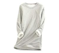 AEGJEGVD Sweat Femme Polaire Sweat-Shirt Manches Longues Pull Hiver Sweat sans Capuche Col Rond Couleur Unie Chaud Coton Pullover Épais Thermique Décontractée Haut Chaud en Peluche Lingerie Pyjama