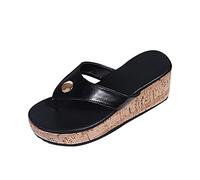 AEGJEGVD Tongs Femme Compensées Sandales Orthopédiques Chaussons Pantoufles À Talons Compensés Vintage Chaussures D'été en Cuir PU for Plage Offre de Printemps Sandales Femmes Pas Cher Grande Taille