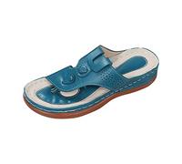AEGJEGVD Tongs Femme Cuir Nu-Pieds Orthopédique Pied Large Flip Flop Plates Élégante Confortable Bout Ouvert Sandales Mules Ete Tongues Bohème Chic Chaussures Tongs Mode Femmes Talon Compensé
