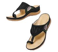 AEGJEGVD Tongs Femme Mode Orthopédique Cuir Confortable Soutien Voûte Plantaire Tongue Legere Yoga Mat été Plage Piscine Flip Flop Douche Antidérapante Caoutchouc Semell Dreathable Sandales