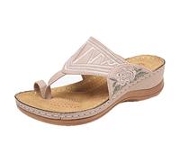 AEGJEGVD Tongs Femme Mode Orthopédique Cuir Confortable Soutien Voûte Plantaire Tongue Legere Yoga Mat été Plage Piscine Flip Flop Douche Antidérapante Caoutchouc Semell Dreathable Sandales