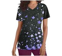 AEGJEGVD Tunique Médicale Femme Col en V Manche Courte Uniforme De Travail Blouse Tenue Infirmiere Professionnelle Uniforme De Travail Esthéticienne Soldes d'été Tenue Infirmiere Professionnelle